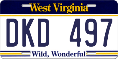 WV license plate DKD497