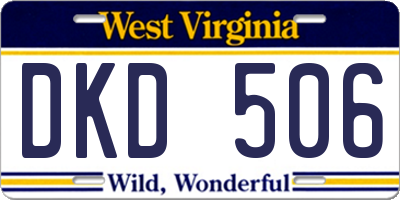 WV license plate DKD506