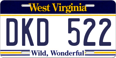 WV license plate DKD522