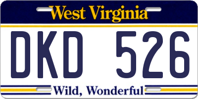 WV license plate DKD526