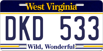 WV license plate DKD533