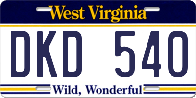 WV license plate DKD540