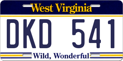 WV license plate DKD541