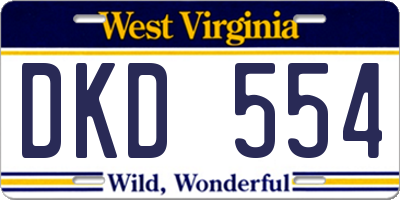 WV license plate DKD554