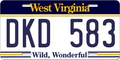 WV license plate DKD583