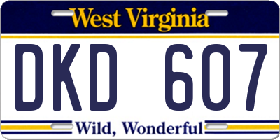 WV license plate DKD607