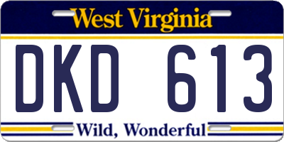 WV license plate DKD613