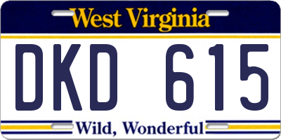 WV license plate DKD615