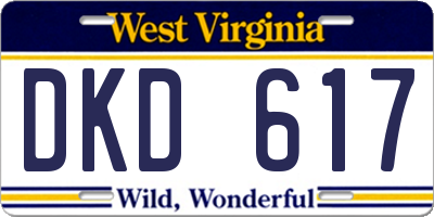 WV license plate DKD617