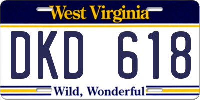 WV license plate DKD618