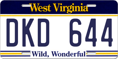 WV license plate DKD644