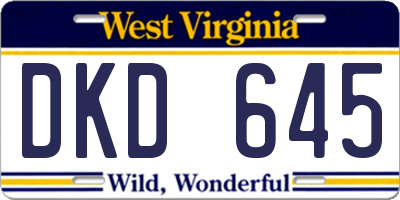 WV license plate DKD645