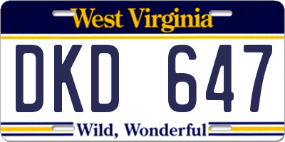 WV license plate DKD647