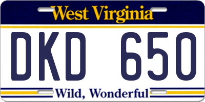 WV license plate DKD650