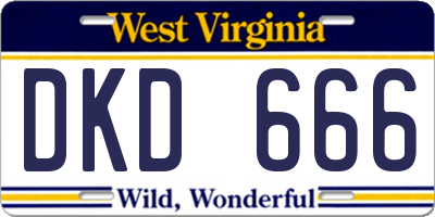 WV license plate DKD666