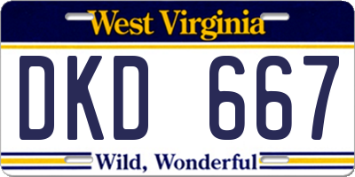 WV license plate DKD667