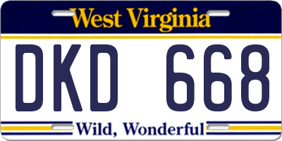 WV license plate DKD668