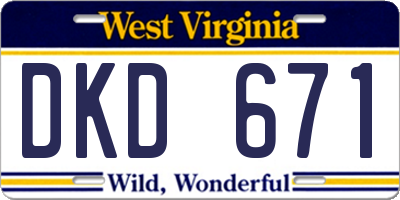 WV license plate DKD671