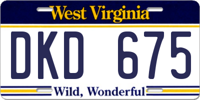WV license plate DKD675