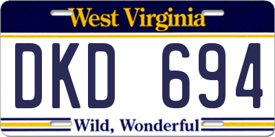 WV license plate DKD694