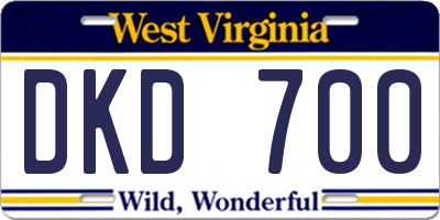 WV license plate DKD700