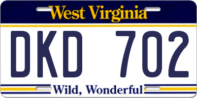 WV license plate DKD702