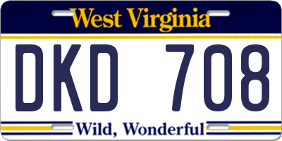 WV license plate DKD708