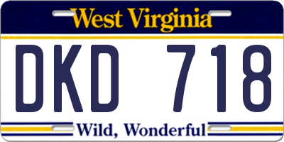 WV license plate DKD718