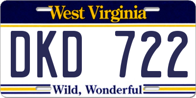 WV license plate DKD722