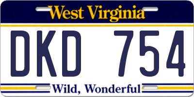 WV license plate DKD754