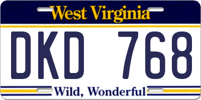 WV license plate DKD768