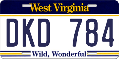 WV license plate DKD784