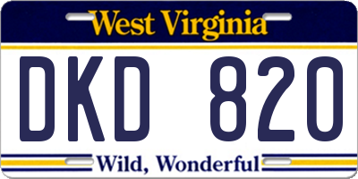 WV license plate DKD820
