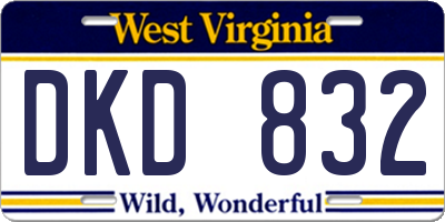 WV license plate DKD832