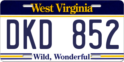 WV license plate DKD852
