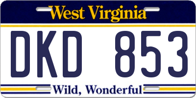 WV license plate DKD853