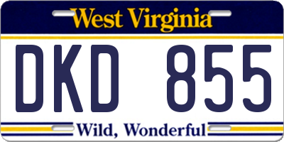 WV license plate DKD855