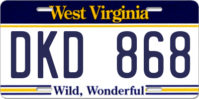 WV license plate DKD868