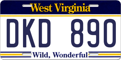WV license plate DKD890