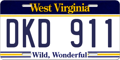 WV license plate DKD911