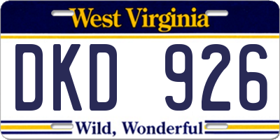 WV license plate DKD926