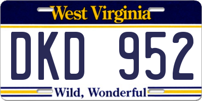 WV license plate DKD952