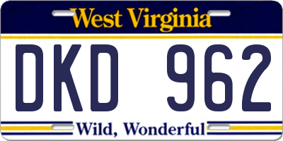 WV license plate DKD962