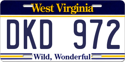 WV license plate DKD972