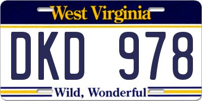 WV license plate DKD978