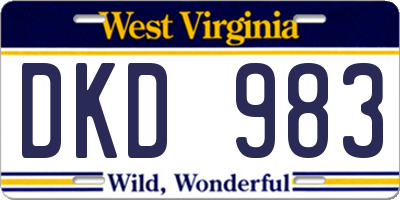WV license plate DKD983