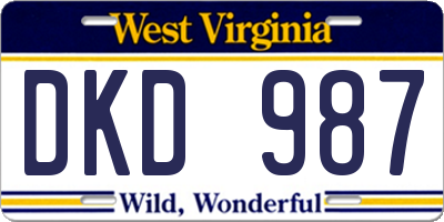 WV license plate DKD987
