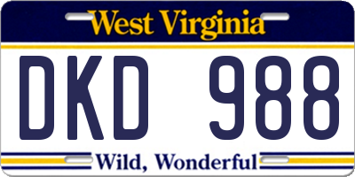 WV license plate DKD988