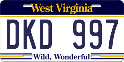WV license plate DKD997