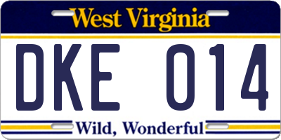 WV license plate DKE014